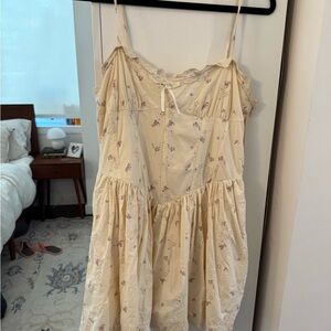 FLORAL PRINT POPLIN CORSET DRESS